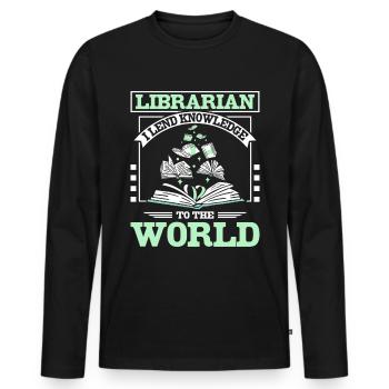 Librarian I lend knowledge to the world - Men's Premium Organic Long Sleeve Shirt - black - Front - Nico (187cm)