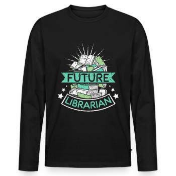 Futur librarian - Männer Premium Bio Langarmshirt - Schwarz - Vorne - Nico (187cm)
