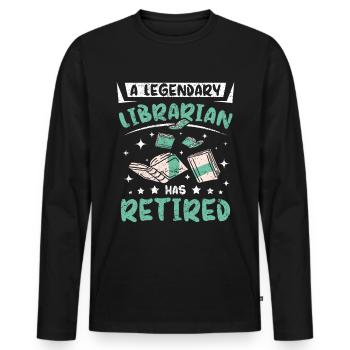 A legendary librarian has retired - Männer Premium Bio Langarmshirt - Schwarz - Vorne - Nico (187cm)