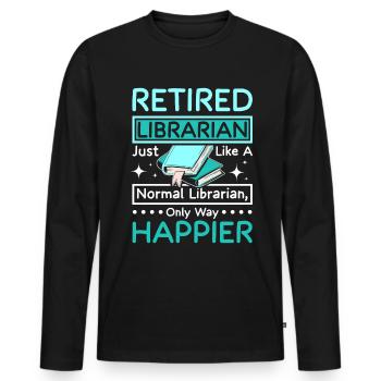 Retired happy librarian - Männer Premium Bio Langarmshirt - Schwarz - Vorne - Nico (187cm)