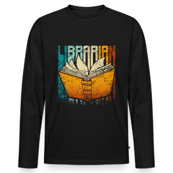 Retro vintage librarian - Männer Premium Bio Langarmshirt - Schwarz - Vorne - Nico (187cm)