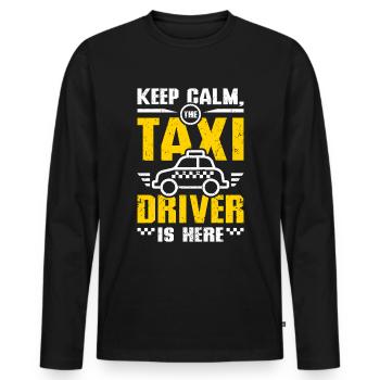 Keeo calm the taxi driver is here - Men's Premium Organic Long Sleeve Shirt - black - Front - Nico (187cm)