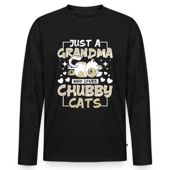 Grand-mère qui aime les chats potelés - T-shirt manches longues Premium bio Homme - noir - Devant - Nico (187cm)
