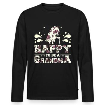 Heureuse d’être grand-mère - T-shirt manches longues Premium bio Homme - noir - Devant - Nico (187cm)