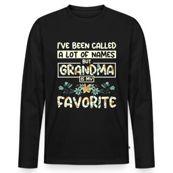 Grand-mère est mon nom préféré - T-shirt manches longues Premium bio Homme - noir - Devant - Nico (187cm)