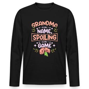 Grand-mère est mon nom gâter est mon jeu - T-shirt manches longues Premium bio Homme - noir - Devant - Nico (187cm)