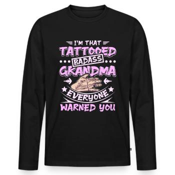 Tattooed badass grandma - Männer Premium Bio Langarmshirt - Schwarz - Vorne - Nico (187cm)