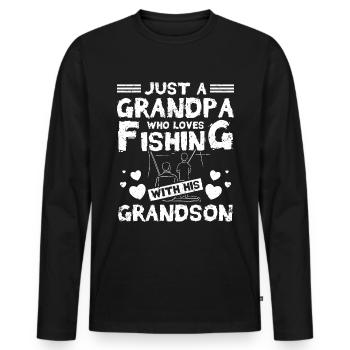 Grandpa loves fishing with his grandson - Männer Premium Bio Langarmshirt - Schwarz - Vorne - Nico (187cm)