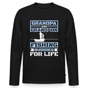 Grandpa and grandson fishing buddies for life - Männer Premium Bio Langarmshirt - Schwarz - Vorne - Nico (187cm)