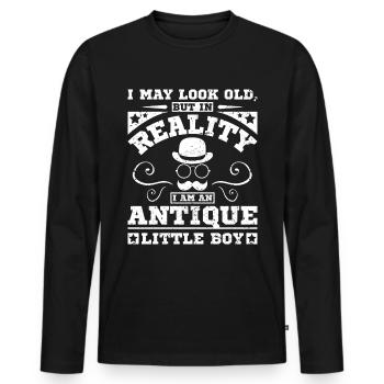 Look old but I'm an antique little boy - Männer Premium Bio Langarmshirt - Schwarz - Vorne - Nico (187cm)
