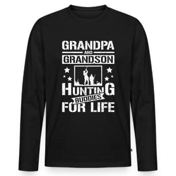 Grandpa and grandson hunting buddies - Männer Premium Bio Langarmshirt - Schwarz - Vorne - Nico (187cm)