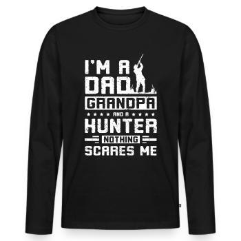 I'm not a dad grandpa and a hunter - Men's Premium Organic Long Sleeve Shirt - black - Front - Nico (187cm)