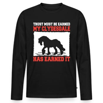 Clydesdale Cold Blood Horse Scotland Horse - Men's Premium Organic Long Sleeve Shirt - black - Front - Nico (187cm)