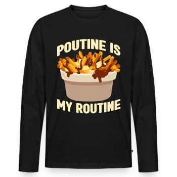 Poutine Canada Spécialité de restauration rapide - T-shirt manches longues Premium bio Homme - noir - Devant - Nico (187cm)