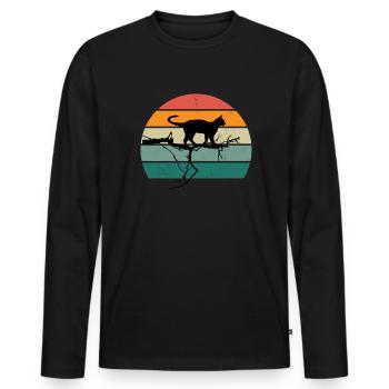 Chat ChatOn Chat Maman Chat Papa Maîtresse Chat - T-shirt manches longues Premium bio Homme - noir - Devant - Nico (187cm)