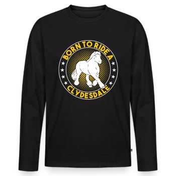 Clydesdale Horse Equestrian Sport Cheval de sang froid - T-shirt manches longues Premium bio Homme - noir - Devant - Nico (187cm)