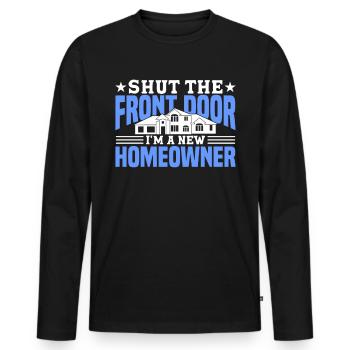 Propriétaire Propriétaire Cadeau Propriétaire Propriétaire - T-shirt manches longues Premium bio Homme - noir - Devant - Nico (187cm)
