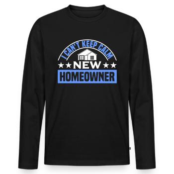 Propriétaire Propriétaire Cadeau Propriétaire Propriétaire - T-shirt manches longues Premium bio Homme - noir - Devant - Nico (187cm)