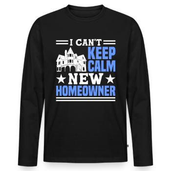 Propriétaire Propriétaire Cadeau Propriétaire Propriétaire - T-shirt manches longues Premium bio Homme - noir - Devant - Nico (187cm)