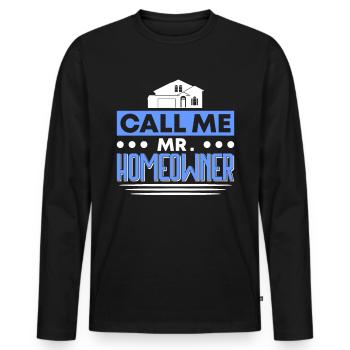 Propriétaire Propriétaire Cadeau Propriétaire Propriétaire - T-shirt manches longues Premium bio Homme - noir - Devant - Nico (187cm)