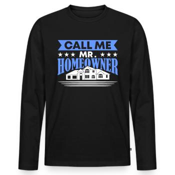 Propriétaire Propriétaire Cadeau Propriétaire Propriétaire - T-shirt manches longues Premium bio Homme - noir - Devant - Nico (187cm)