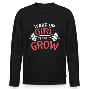 Femmes Fille il est temps de grandir gym - T-shirt manches longues Premium bio Homme - noir - Devant - Nico (187cm)