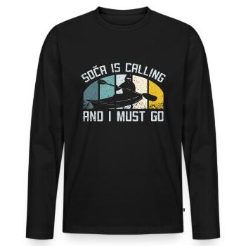 Kayaking on soca slovenia - Men's Premium Organic Long Sleeve Shirt - black - Front - Nico (187cm)