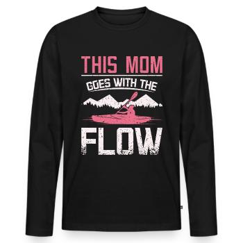 Cette maman maman va avec le courant Kayak - T-shirt manches longues Premium bio Homme - noir - Devant - Nico (187cm)