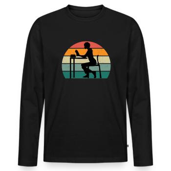 Leser Leserin Buch Bücher Bücherwurm Buch Lesen - Männer Premium Bio Langarmshirt - Schwarz - Vorne - Nico (187cm)