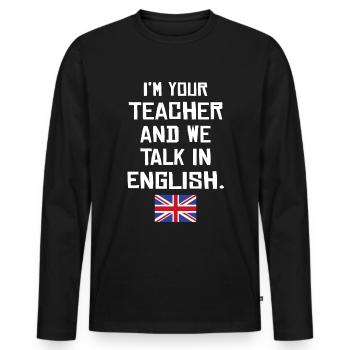 British English teacher - Männer Premium Bio Langarmshirt - Schwarz - Vorne - Nico (187cm)