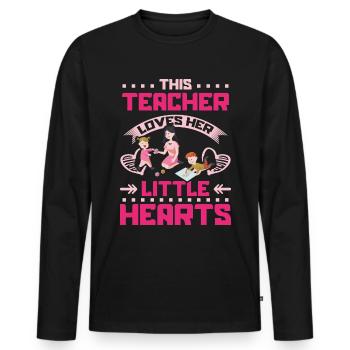 This teacher loves her little hearts - Männer Premium Bio Langarmshirt - Schwarz - Vorne - Nico (187cm)