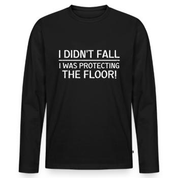 Je ne suis pas tombé, je protégeais le sol - T-shirt manches longues Premium bio Homme - noir - Devant - Nico (187cm)
