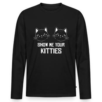 Montrez-moi vos chatons - T-shirt manches longues Premium bio Homme - noir - Devant - Nico (187cm)