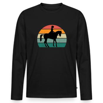 Cavalière cavalière équitation poney écurie - T-shirt manches longues Premium bio Homme - noir - Devant - Nico (187cm)
