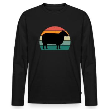 Mouton Chèvre Chèvre Agneau Laine de mouton - T-shirt manches longues Premium bio Homme - noir - Devant - Nico (187cm)