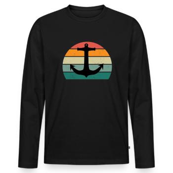 Bateau Bateau Bateaux Yachts Capitaine Navires - T-shirt manches longues Premium bio Homme - noir - Devant - Nico (187cm)