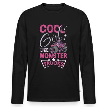 Cool girls like Monster trucks - Men's Premium Organic Long Sleeve Shirt - black - Front - Nico (187cm)