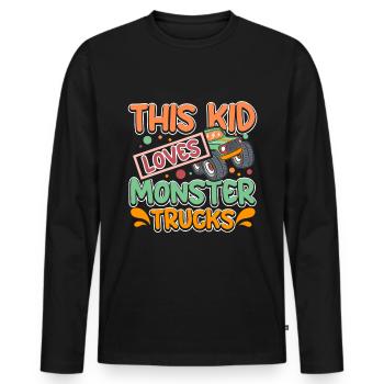 This kid loves Monster trucks - Men's Premium Organic Long Sleeve Shirt - black - Front - Nico (187cm)