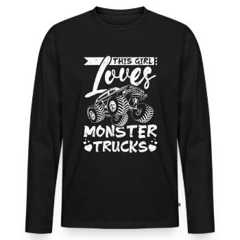 This girl loves Monster trucks - Men's Premium Organic Long Sleeve Shirt - black - Front - Nico (187cm)
