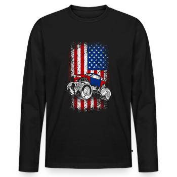 Usa drapeau américain Monster truck 4 juillet - T-shirt manches longues Premium bio Homme - noir - Devant - Nico (187cm)