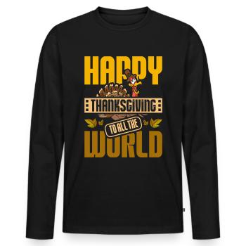 Happy thanksgiving to all the world - Men's Premium Organic Long Sleeve Shirt - black - Front - Nico (187cm)
