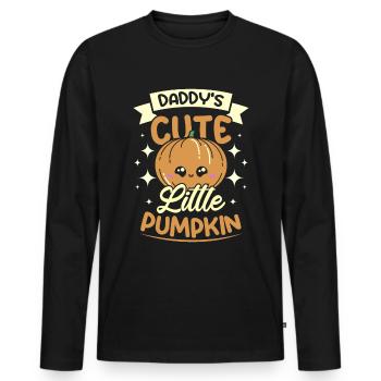 Halloween daddy's cute little pumpkin - Männer Premium Bio Langarmshirt - Schwarz - Vorne - Nico (187cm)