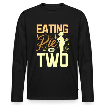 Manger de la tarte pour deux - T-shirt manches longues Premium bio Homme - noir - Devant - Nico (187cm)