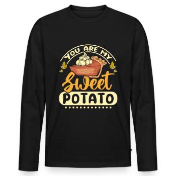 Tu es ma patate douce - T-shirt manches longues Premium bio Homme - noir - Devant - Nico (187cm)
