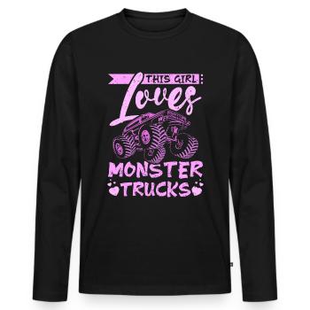 This girl loves Monster trucks - Men's Premium Organic Long Sleeve Shirt - black - Front - Nico (187cm)