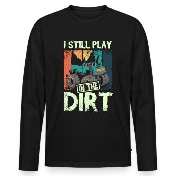 Je joue toujours dans le camion Monster dirt - T-shirt manches longues Premium bio Homme - noir - Devant - Nico (187cm)