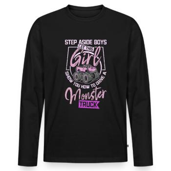 Une fille vous montre comment conduire un camion monstre - T-shirt manches longues Premium bio Homme - noir - Devant - Nico (187cm)