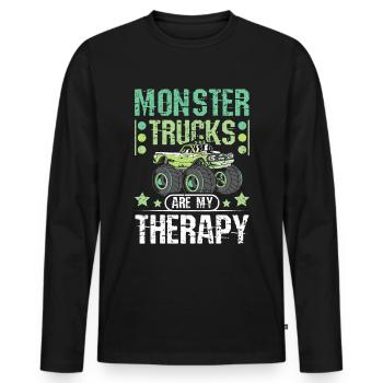 Monster trucks are my therapy - Men's Premium Organic Long Sleeve Shirt - black - Front - Nico (187cm)