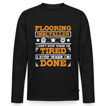 Installateur de revêtements de sol que j’arrête quand j’ai terminé - T-shirt manches longues Premium bio Homme - noir - Devant - Nico (187cm)