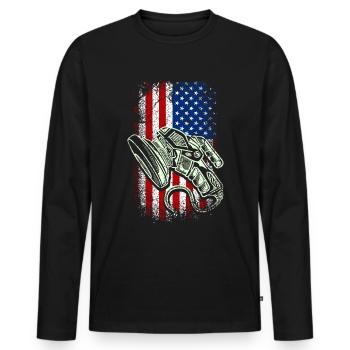 Usa installateur de revêtements de sol drapeau américain 4 juillet - T-shirt manches longues Premium bio Homme - noir - Devant - Nico (187cm)